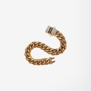 Pulsera Cubana 12mm | Baguette - Bañado 18k