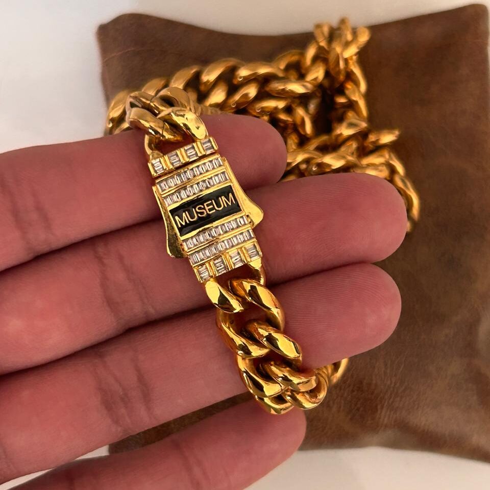 Cadena Cubana 12mm | Baguette – Bañado 18k